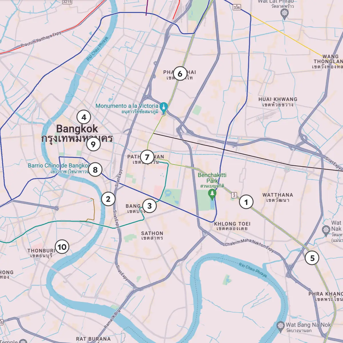 best areas bangkok first time map
